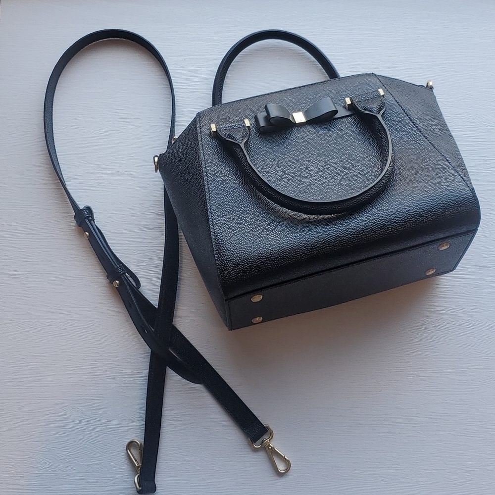 Ted Baker London Black Pebble Leather Janne Bow Purse like new *flaw - Picture 5 of 11